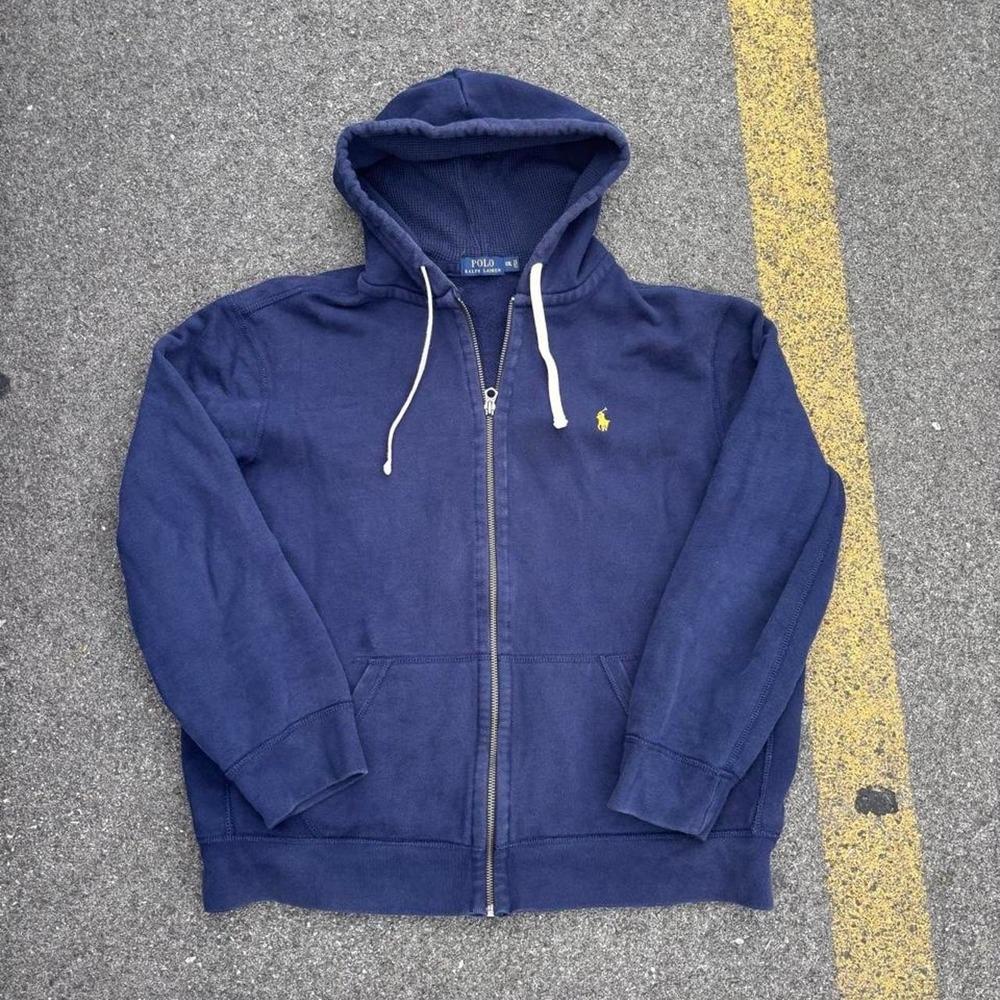 Vintage Polo Ralph Lauren Navy Blue Zip Up Hoodie 2xl